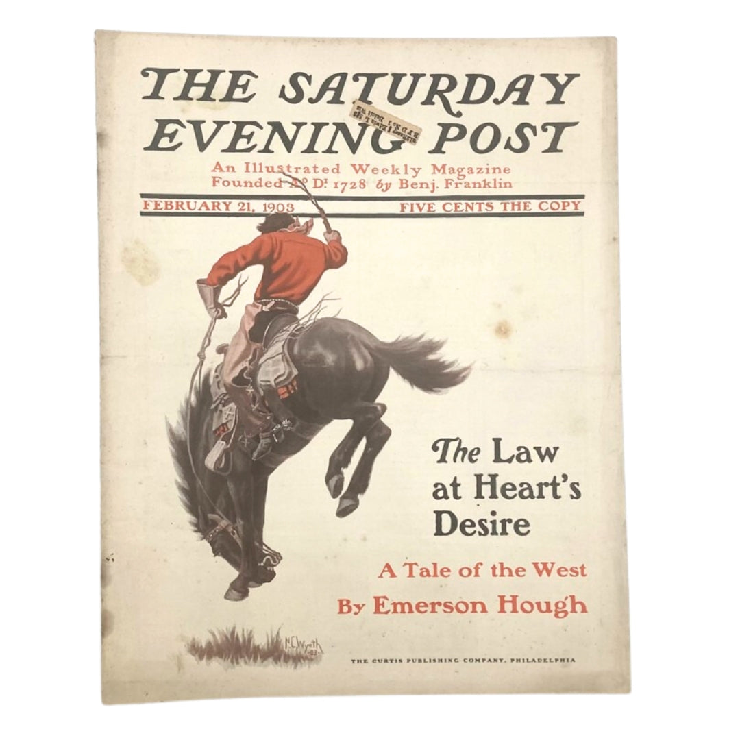 Saturday Evening Post Illustrated Cover February 21 1903 Law at Heart's Desire