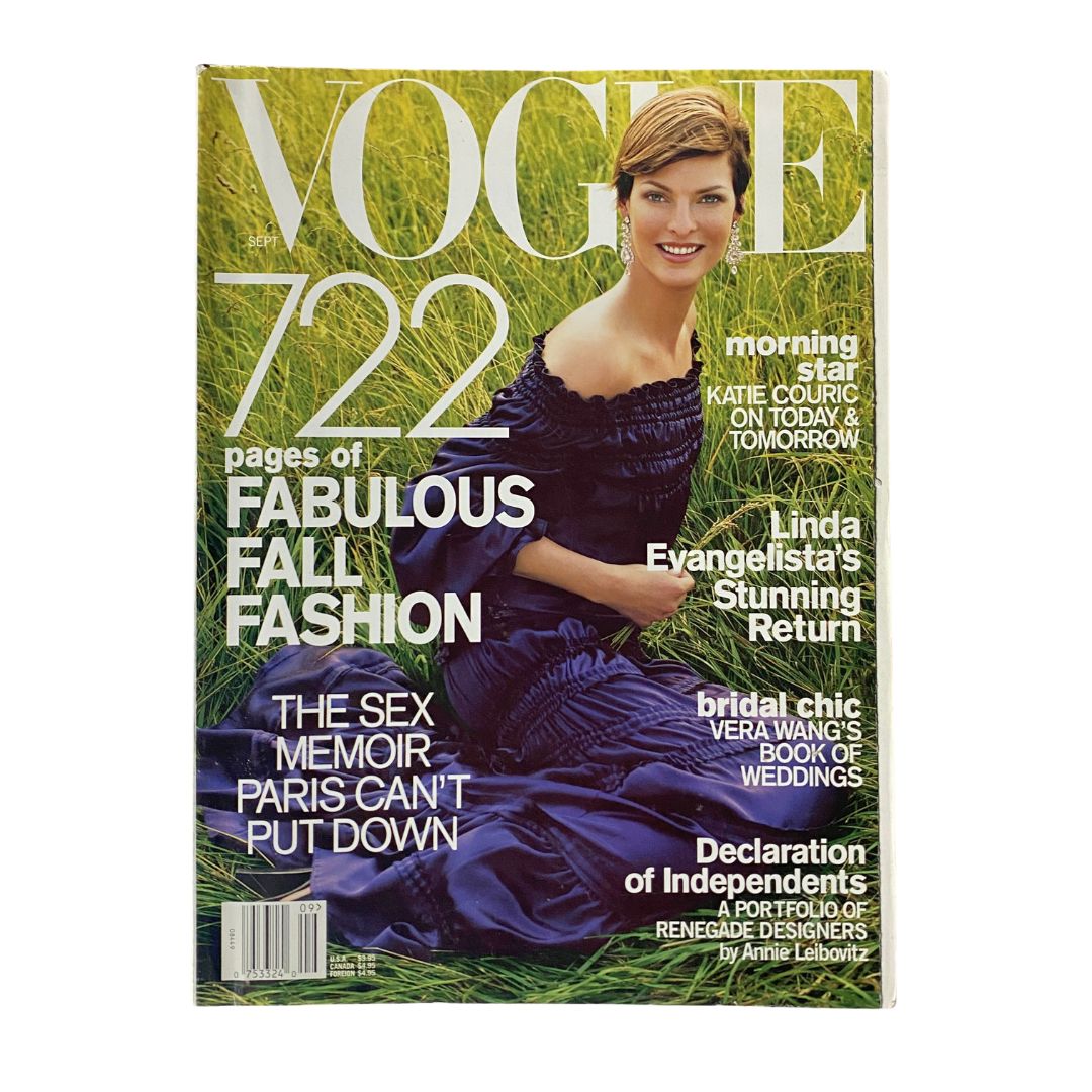 Vogue Magazine September 2001 Linda Evangelista by Steven Meisel No Label VG