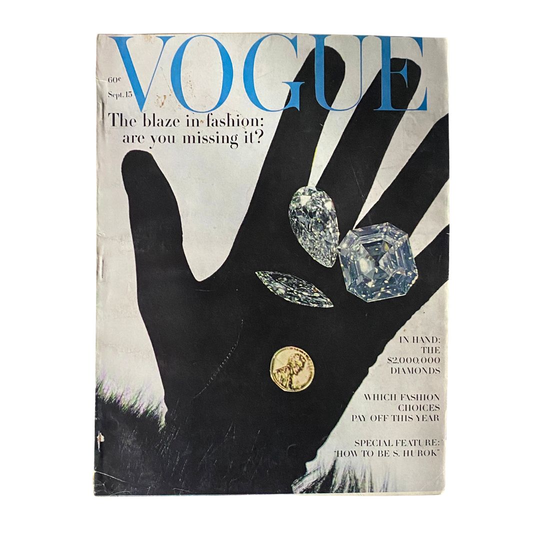 VTG Vogue Magazine September 15 1962 The $2,000.000 Diamonds No Label