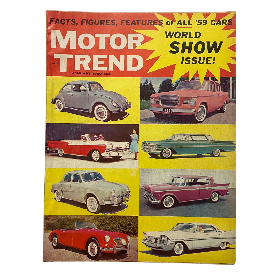 VTG Motor Trend Magazine January 1959 Spotlight on Detroit No Label