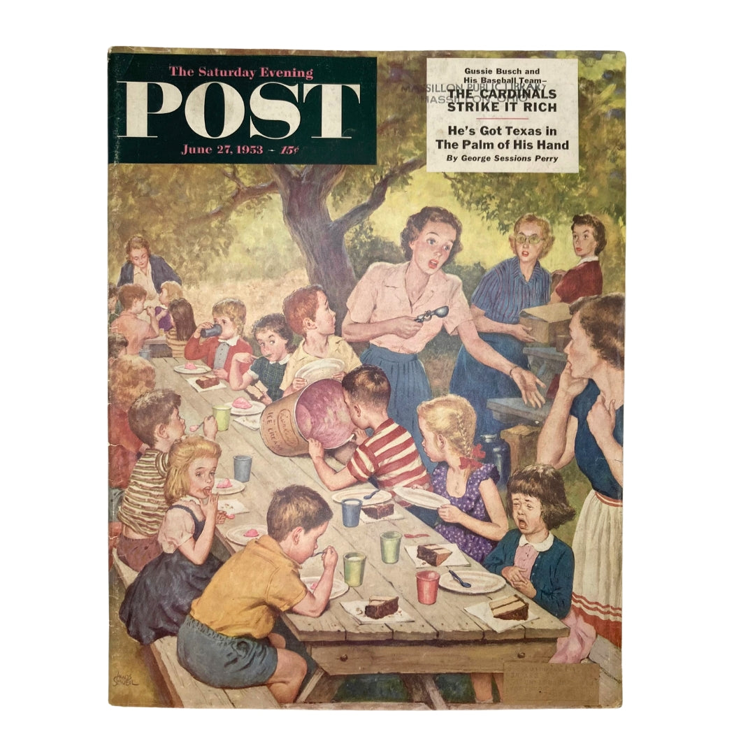 Saturday Evening Post Magazine June 27 1953 Dessertless Tots - Amos Sewell