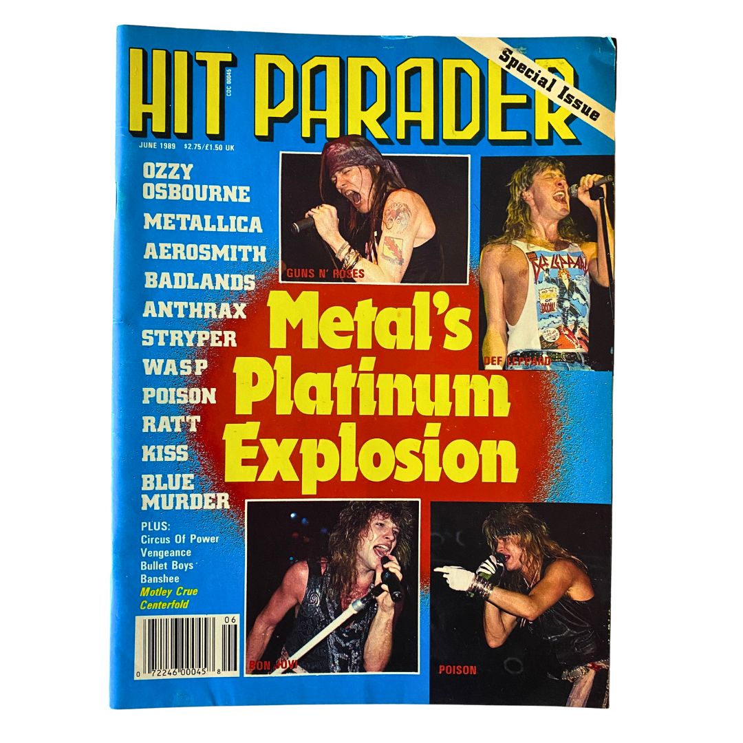 VTG Hit Parader Magazine June 1989 Greg Maston, Bon Jovi w Poster No Label