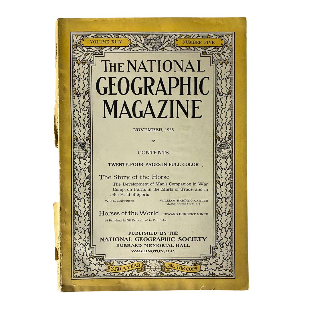 VTG The National Geographic Magazine November 1923 Story of the Horse No Label