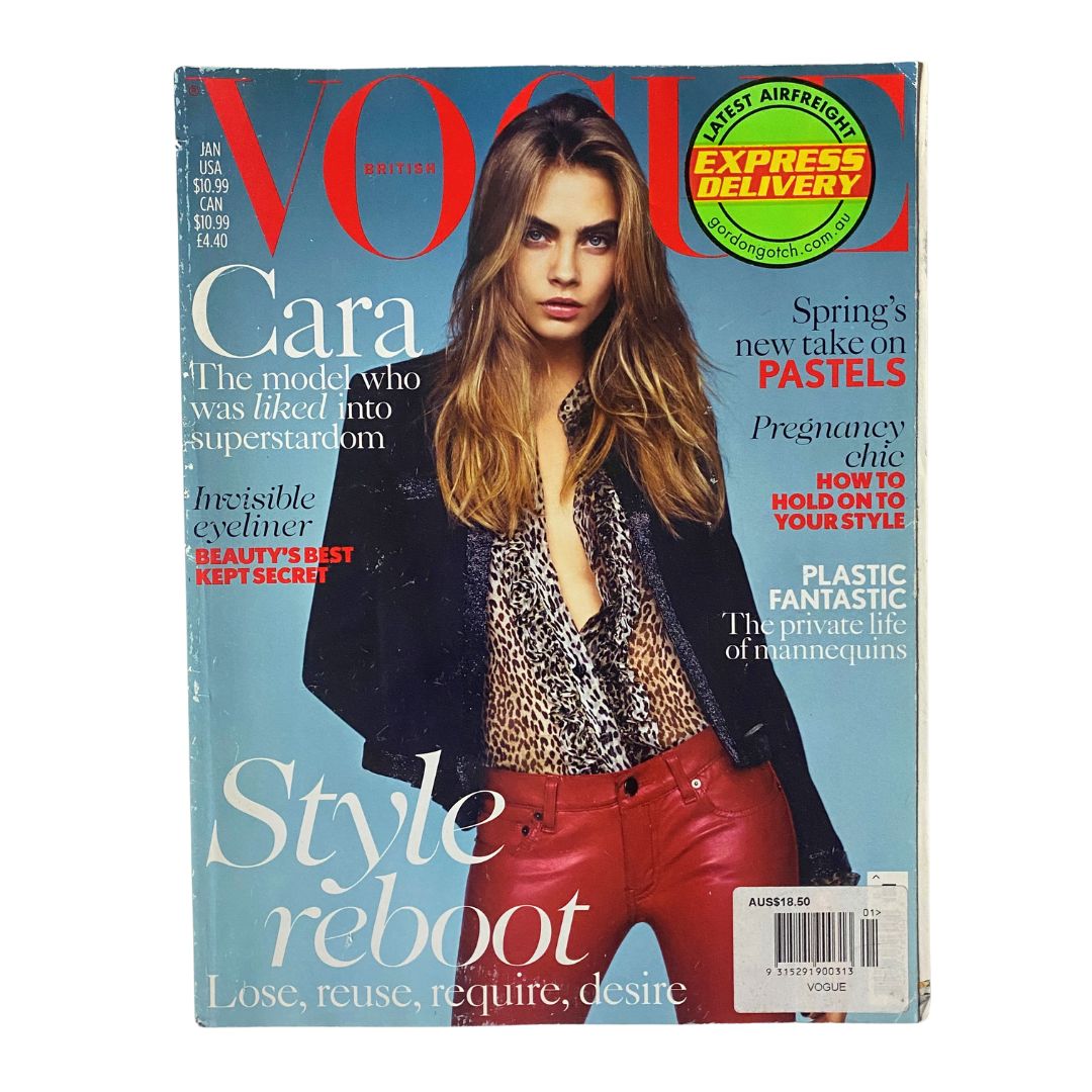 Vogue British Magazine January 2014 Cara Delevingne Cover No Label