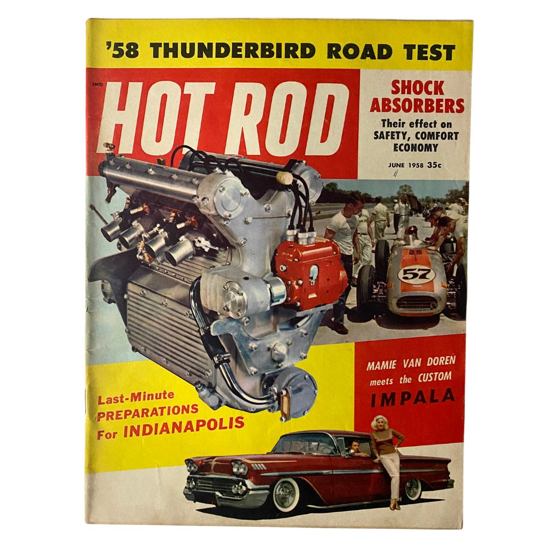 VTG Hot Rod Magazine June 1958 Mamie Van Doren Meets The Custom Impala No Label