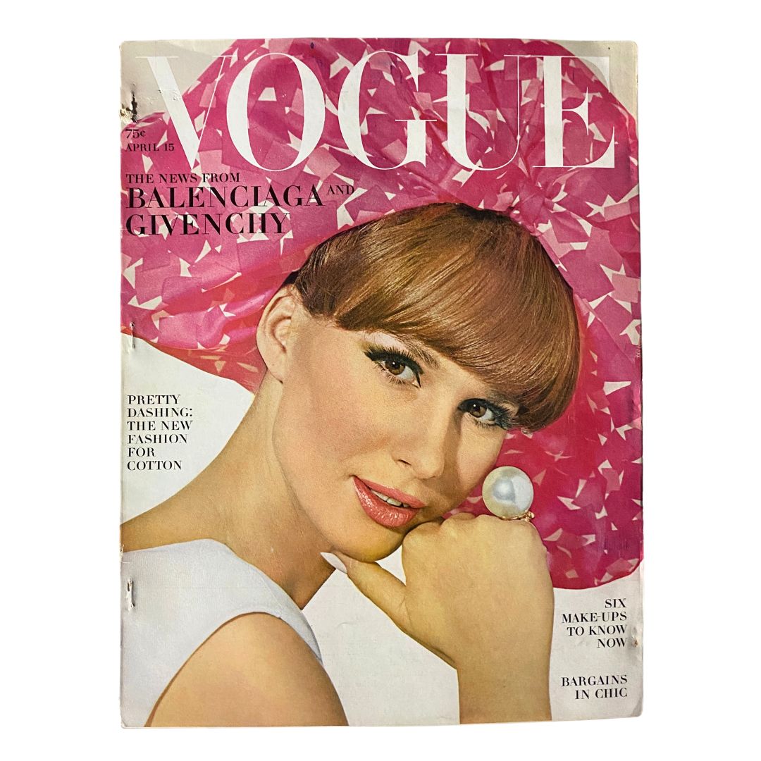 VTG Vogue Magazine April 15 1964 Brigitte Bauer Cover No Label