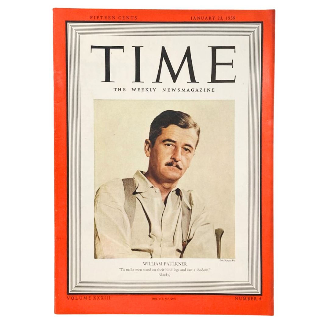 VTG Time Magazine January 23 1939 Vol 33 No. 4 American Writer William Faulkner