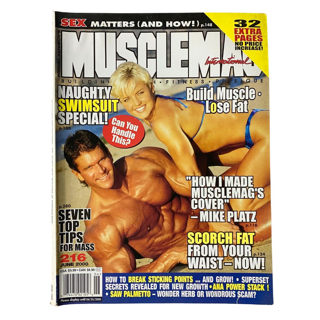 MuscleMag Int'l Magazine June 2000 No. 216 Mike Platz, Heather Downey No Label