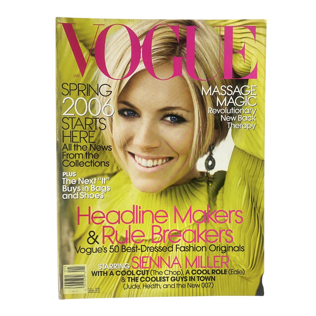 Vogue Magazine January 2006 Sienna Miller by Mario Testino No Label VG