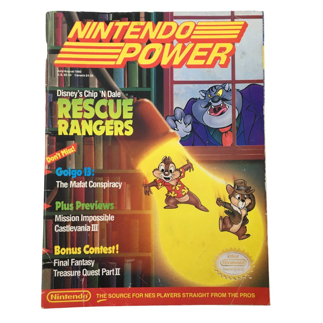 Nintendo Power Magazine July 1990 Disney Chip 'N Dale Rescue Rangers w Poster