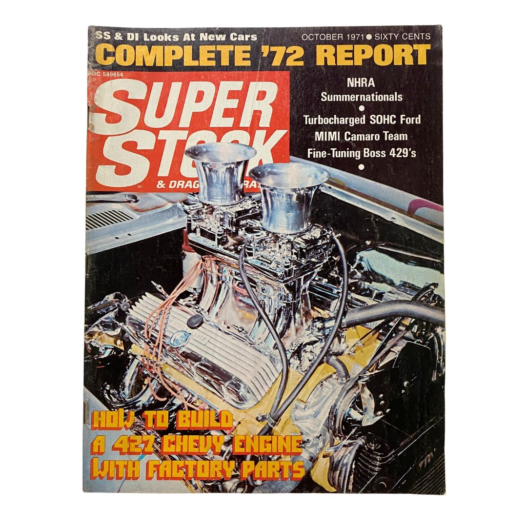 Super Stock & Drag Illustrated Magazine October 1971 A 427 Chevy Engine No Label