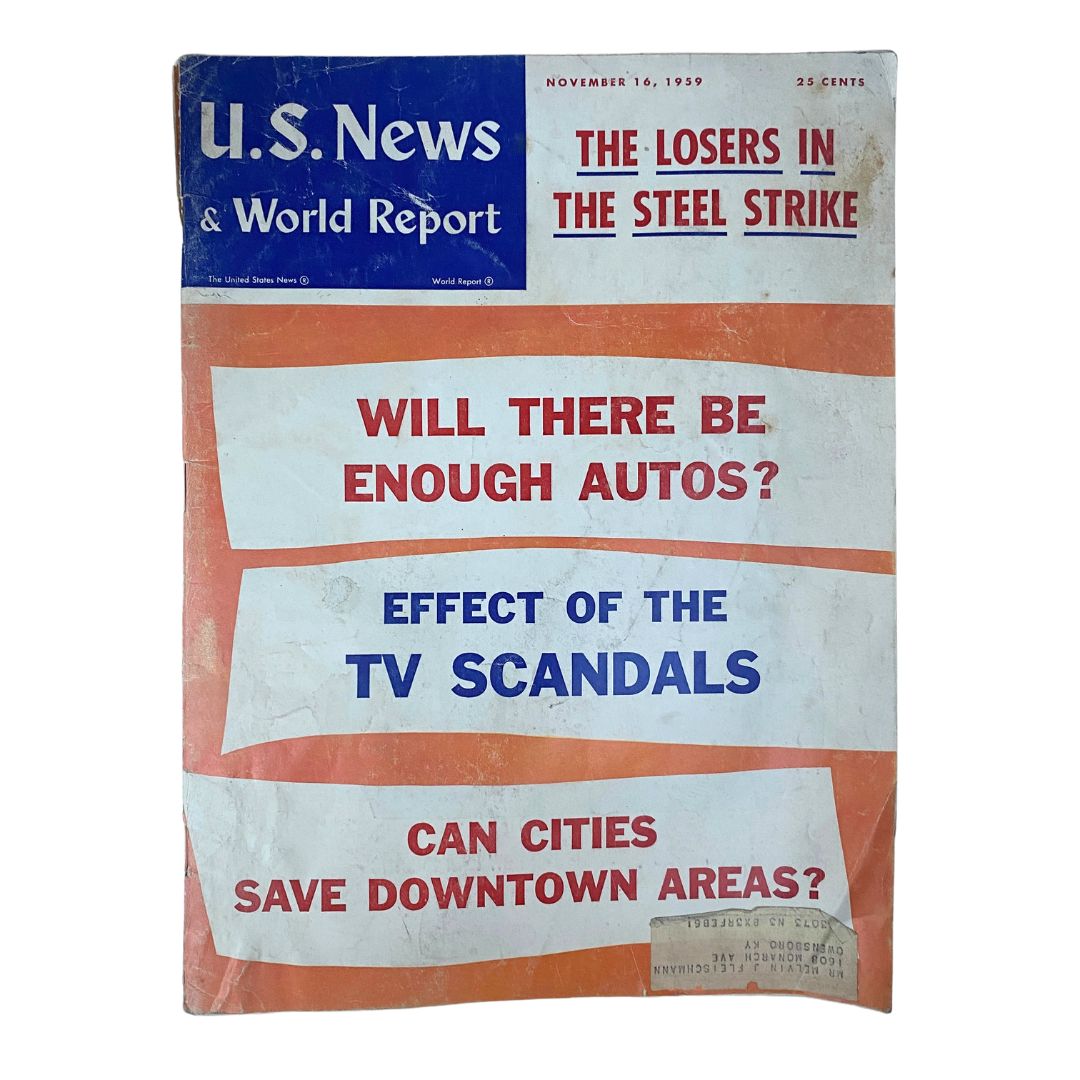 US News & World Report Magazine November 16 1959 Effect of The TV Scandals