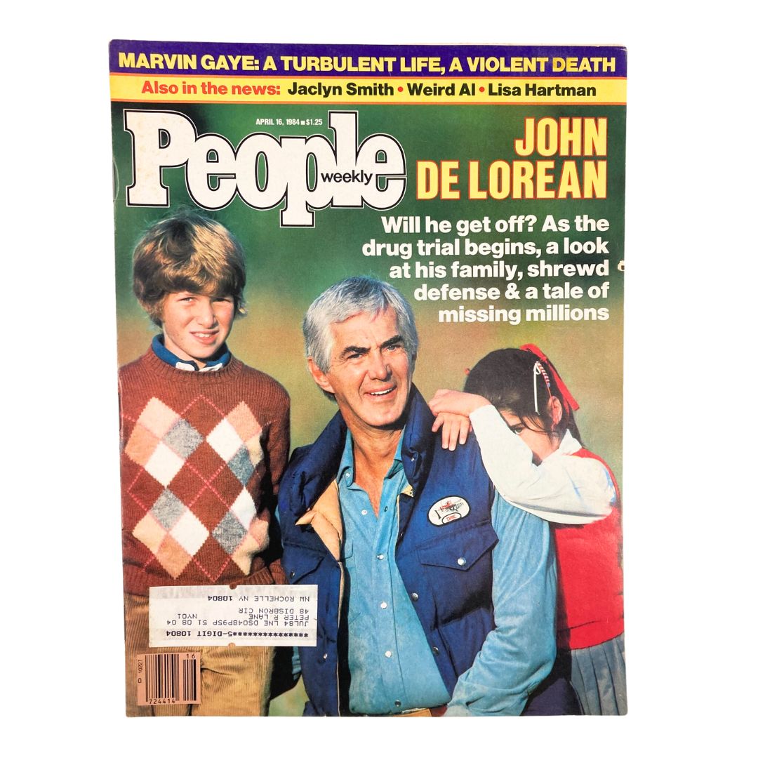 Cover of People Weekly Magazine, April 16, 1984, featuring John DeLorean and Marvin Gaye