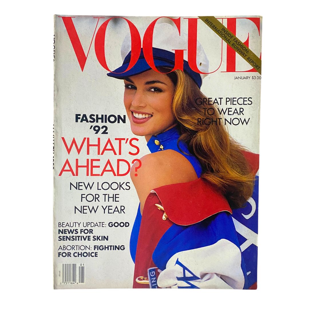 Vogue Magazine January 1992 Cindy Crawford by Patrick Demarchelier No Label