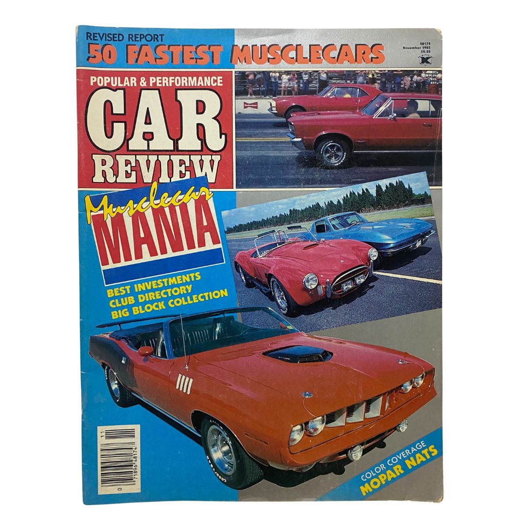 Popular & Performance Car Review Magazine November 1985 Hurst Heritage No Label