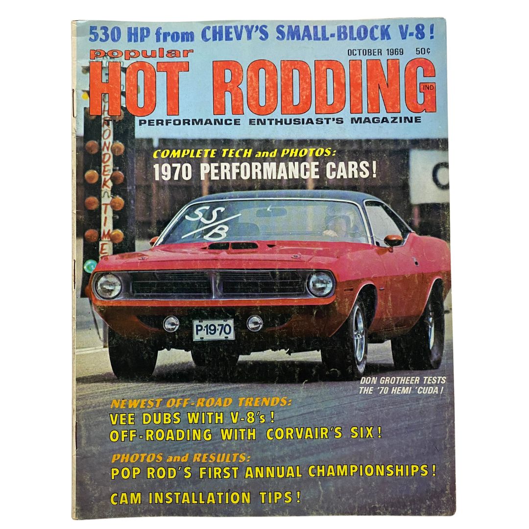 Popular Hot Rodding Magazine October 1969 Don Grotheer Test '70 Hemi No Label