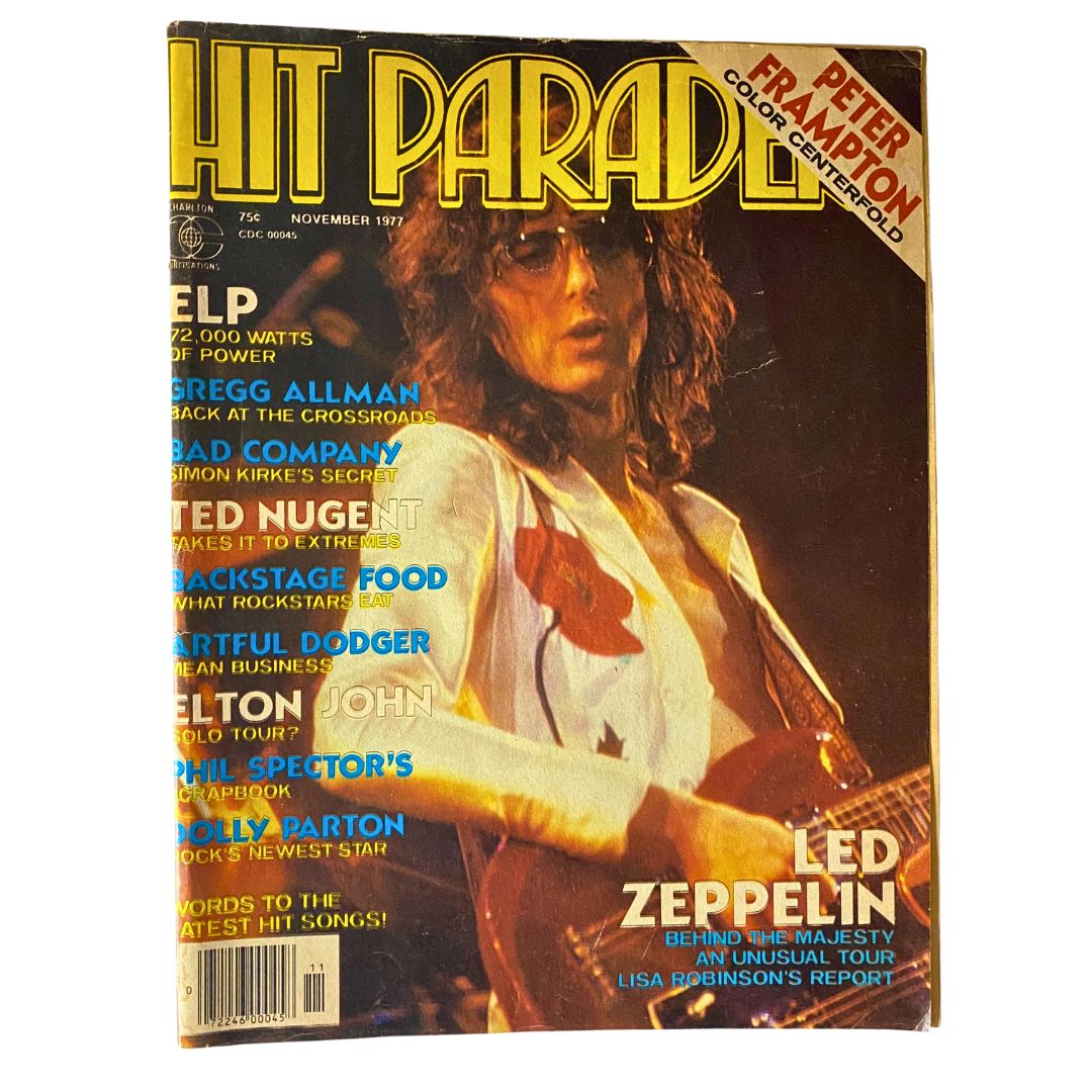 VTG Hit Parader Magazine November 1977 Led Zeppelin w Poster No Label