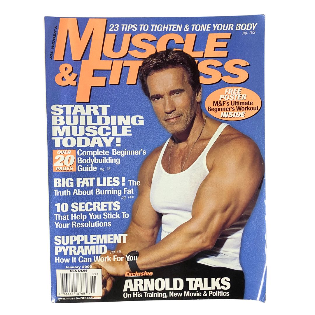 Muscle & Fitness Magazine January 2000 Arnold Schwarzenegger w Poster No Label