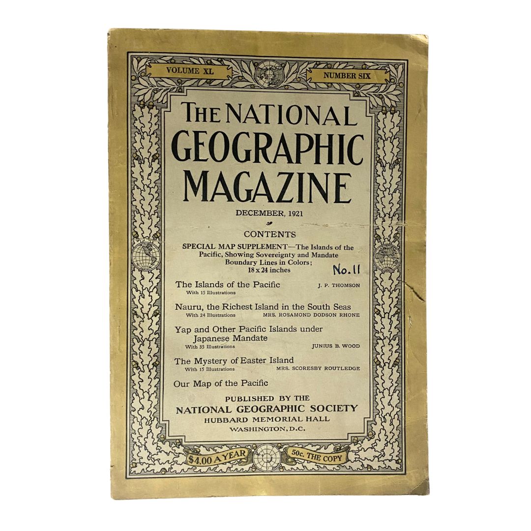 National Geographic Magazine December 1921 Special Map Supplement No Label