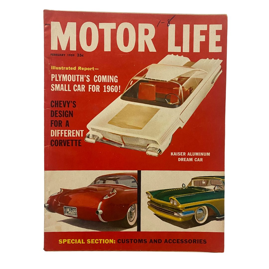 VTG Motor Life Magazine February 1959 Kaiser Aluminum Dream Car No Label