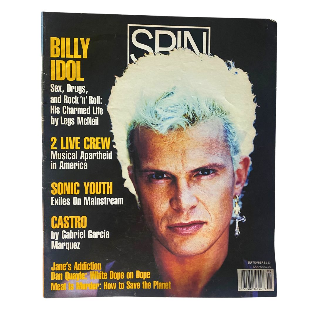 Spin Magazine September 1990 Vol 6 No. 6 Billy Idol, Sonic Youth No Label