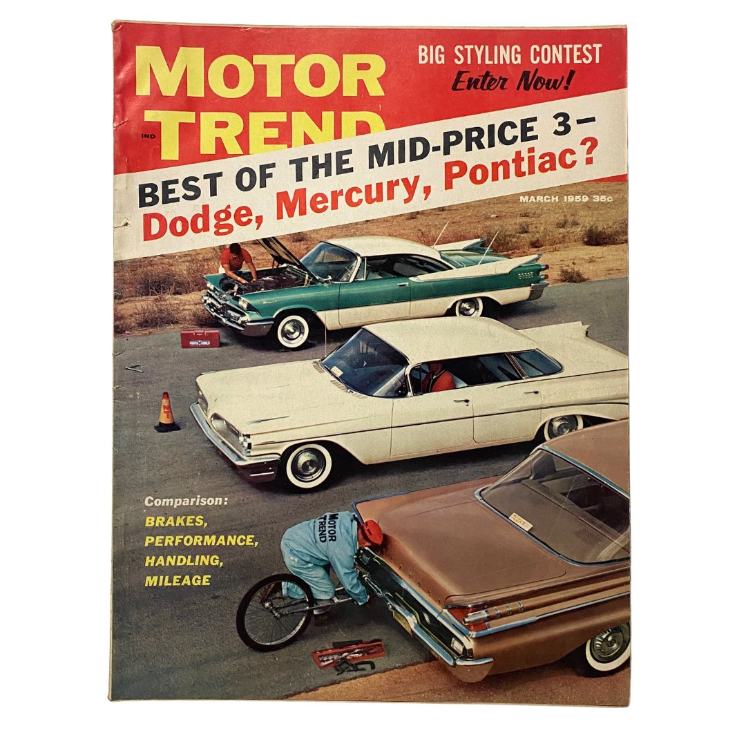 VTG Motor Trend Magazine March 1959 Dodge, Mercury or Pontiac No Label