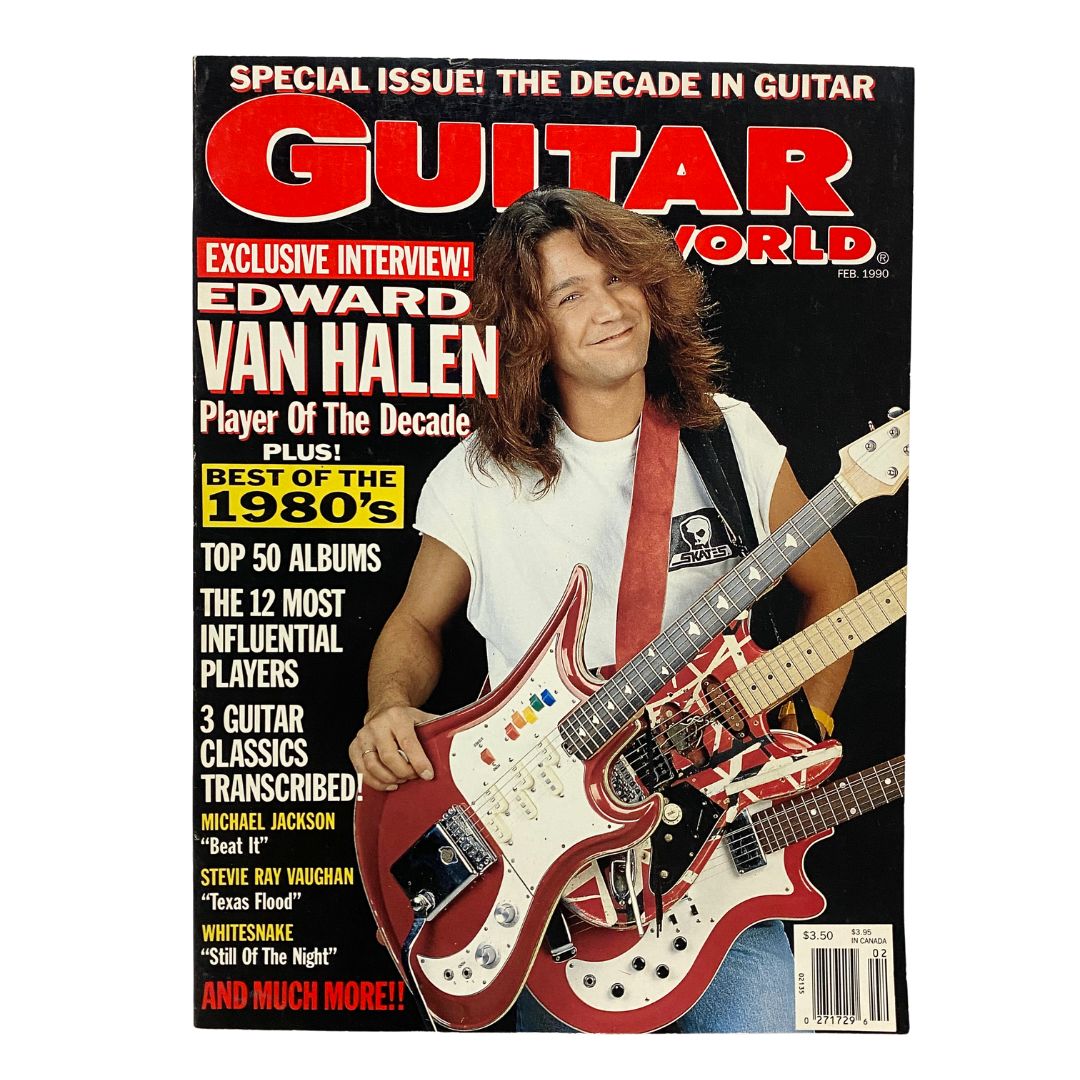 Guitar World Magazine February 1990 Edward Van Hallen w Poster No Label VG