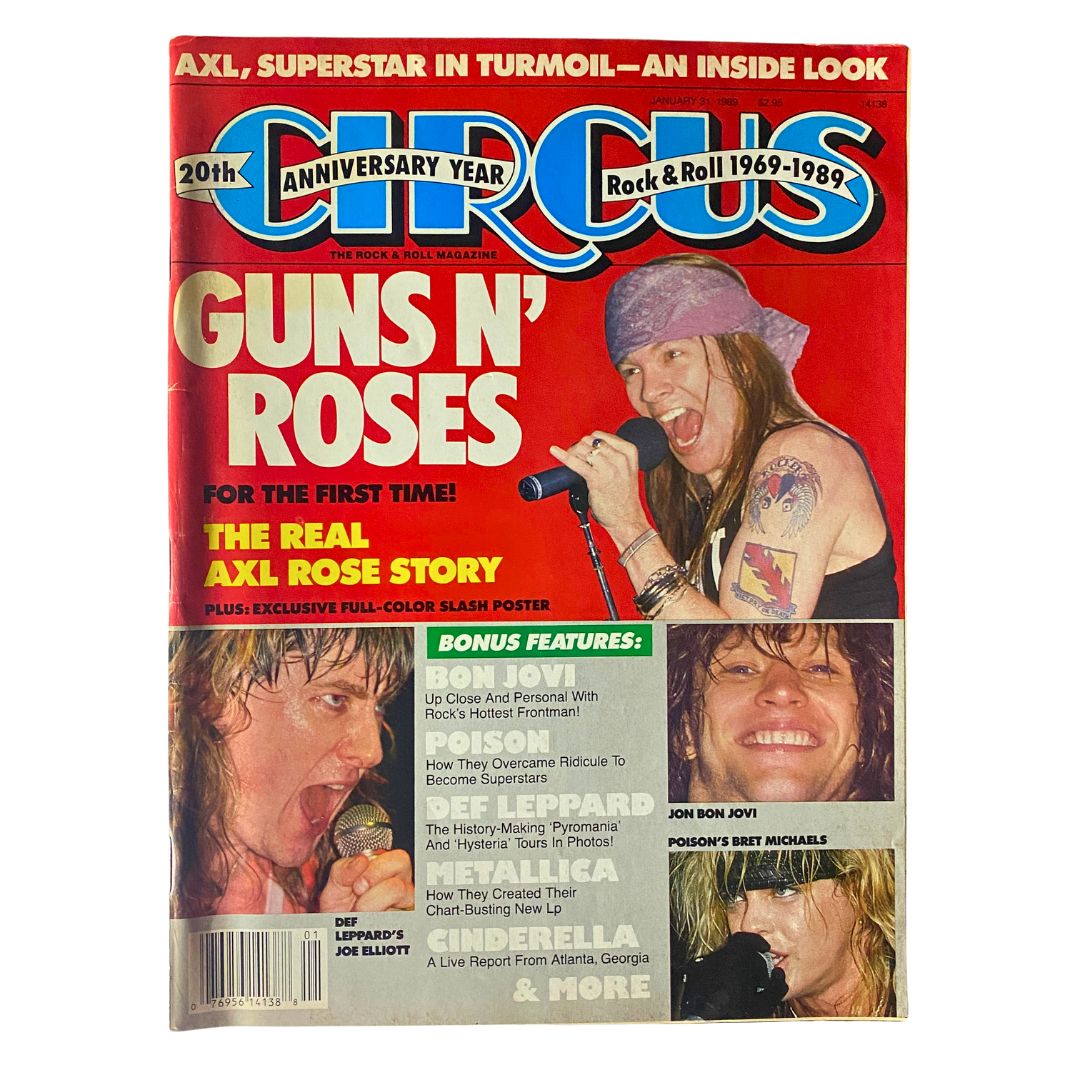 VTG Circus Magazine January 31 1989 Real Axl Rose Story w Centerfold No Label