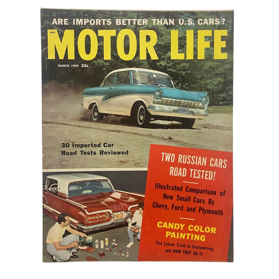 VTG Motor Life Magazine March 1959 Two Russian Cars Road Tested No Label