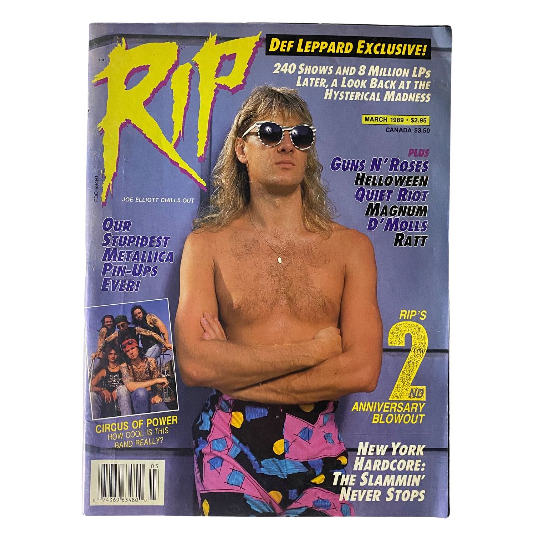 VTG RIP Magazine March 1989 Joe Elliott Chills Out No Label