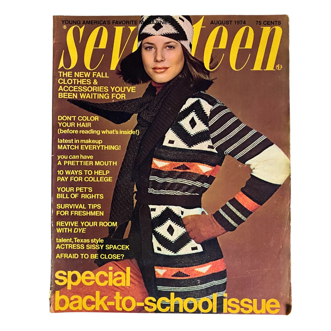 VTG Seventeen Magazine August 1974 Special Back-to-School Issue No Label