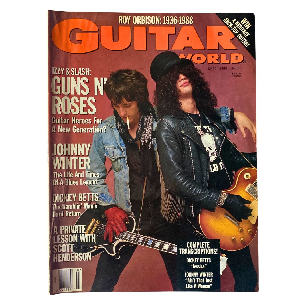 VTG Guitar World Magazine March 1989 Izzy and Slash Guitar Heroes No Label