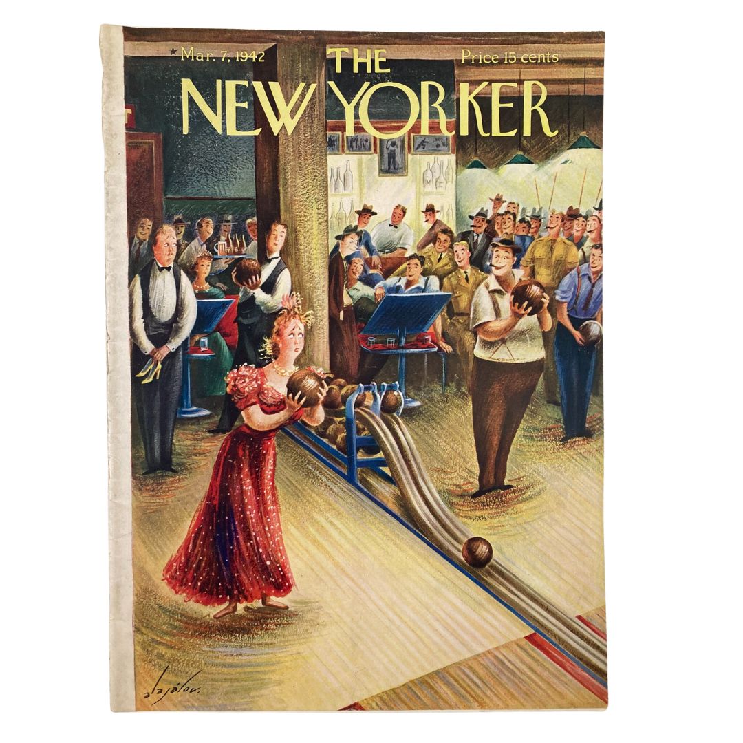 The New Yorker Magazine March 7 1942 Who Are The Better Bowlers by C. Alajalov