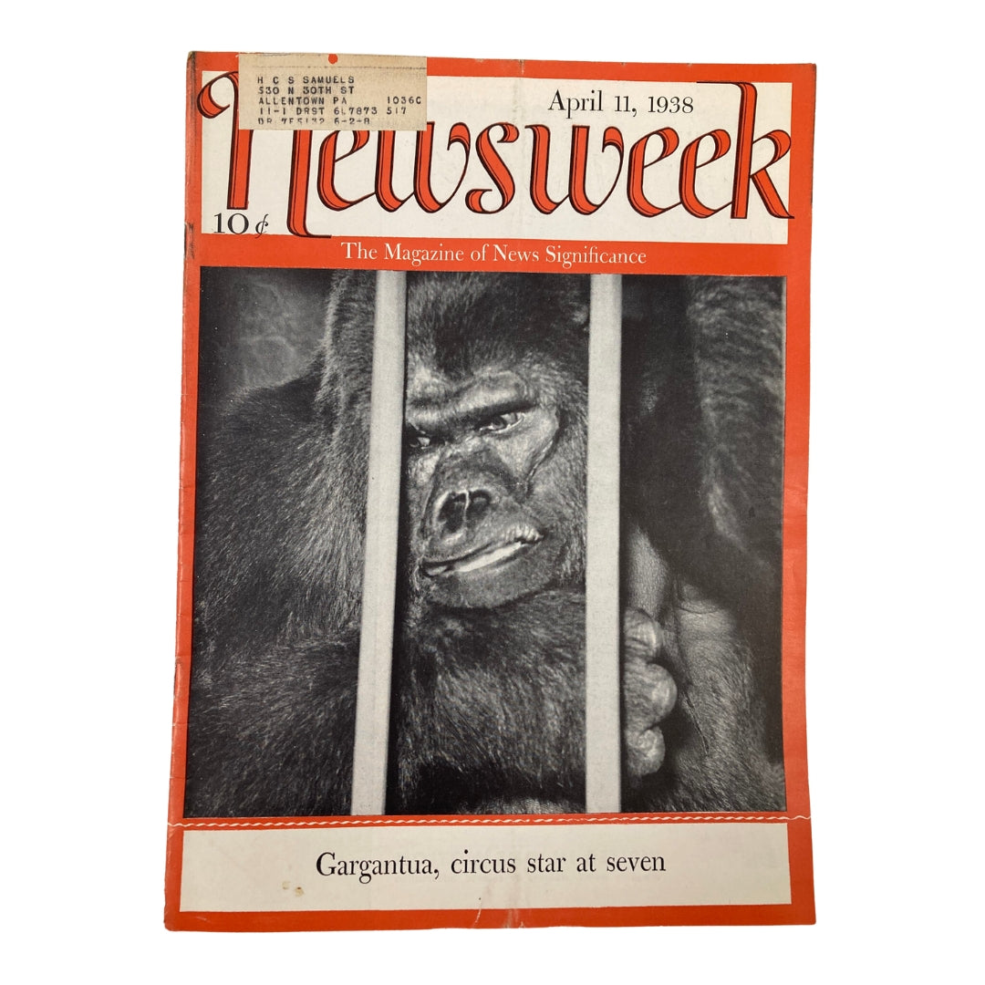 VTG Newsweek Magazine April 11 1938 Gargantua Circus Star at Seven