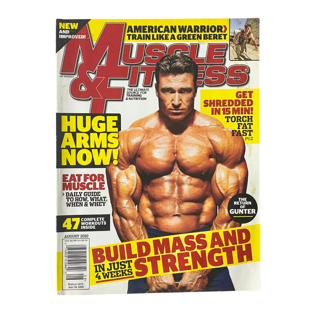 Muscle & Fitness Magazine August 2010 Gunter Schlierkamp Cover No Label