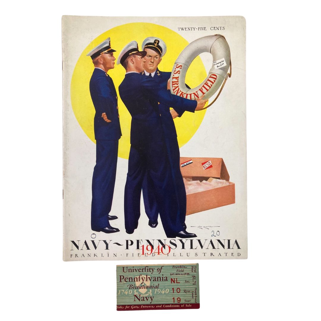 1940 NCAA Football Navy vs Pennsylvania Official Statistics Program