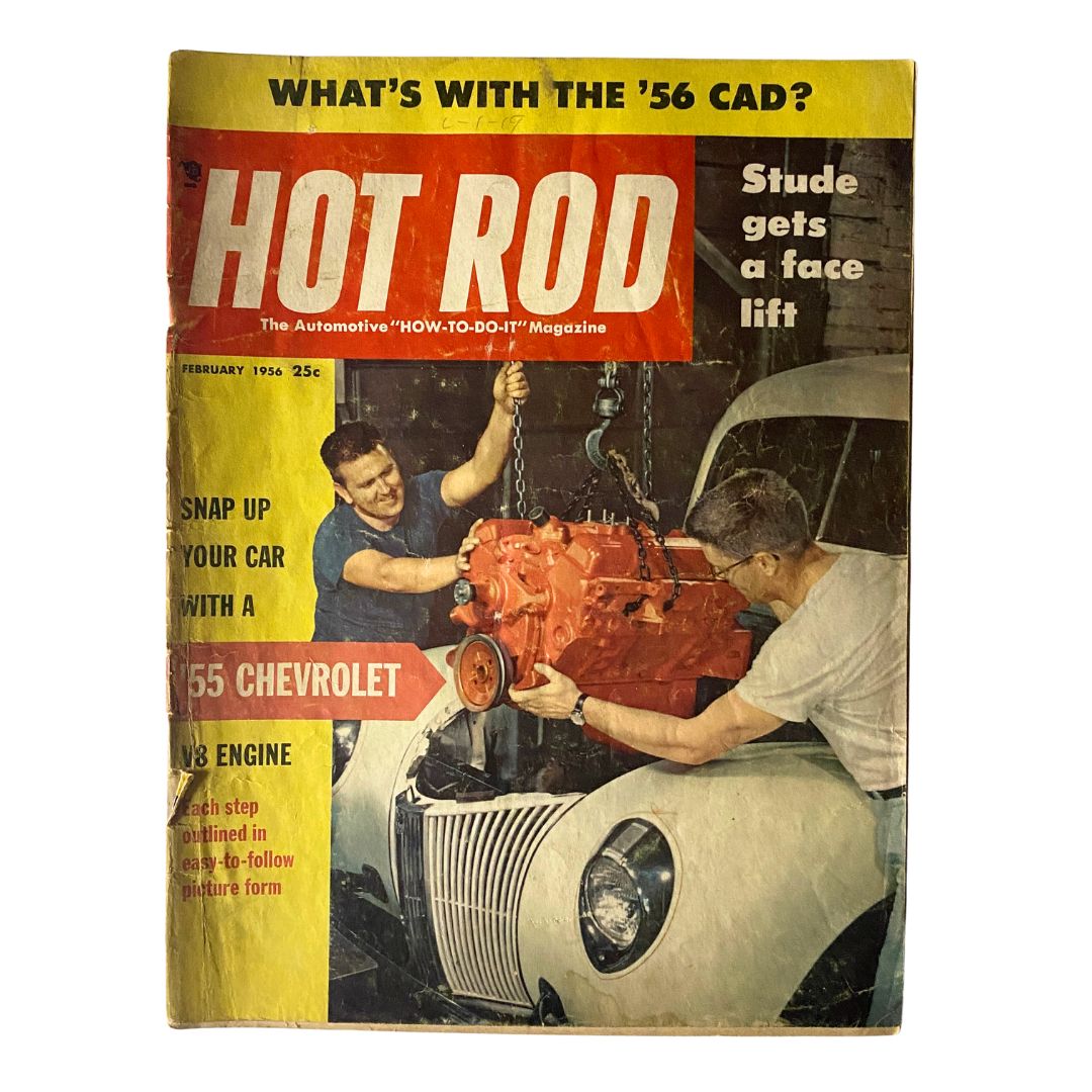 VTG Hot Rod Magazine February 1956 The '55 Chevrolet V8 Engine No Label