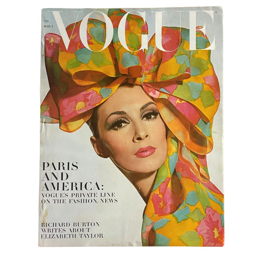 VTG Vogue Magazine March 1 1965 Wilhelmina Cooper by Irving Penn No Label