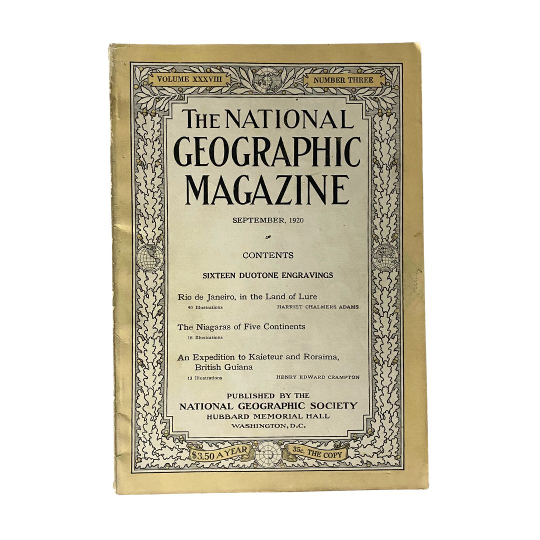 VTG National Geographic Magazine September 1920 16 Duotone Engravings No Label