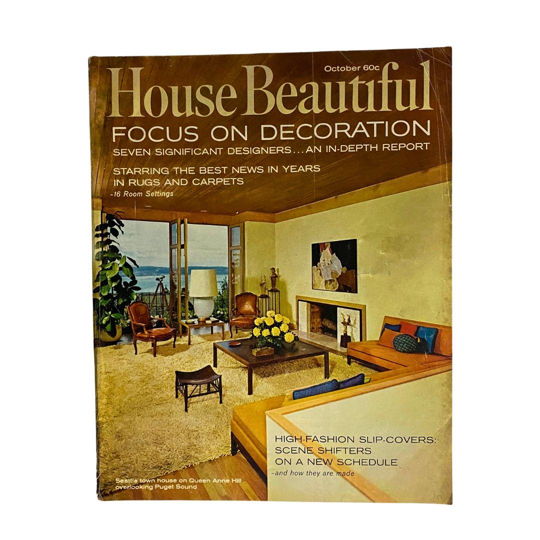 VTG House Beautiful Magazine October 1966 3-Story Hillside Townhouse No Label