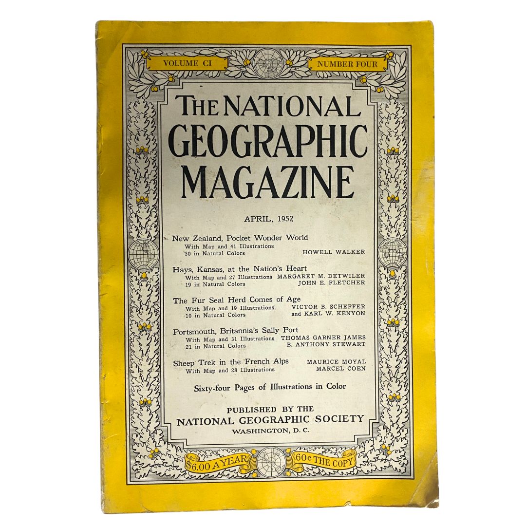 National Geographic Magazine April 1952 New Zealand Pocket Wonder World No Label