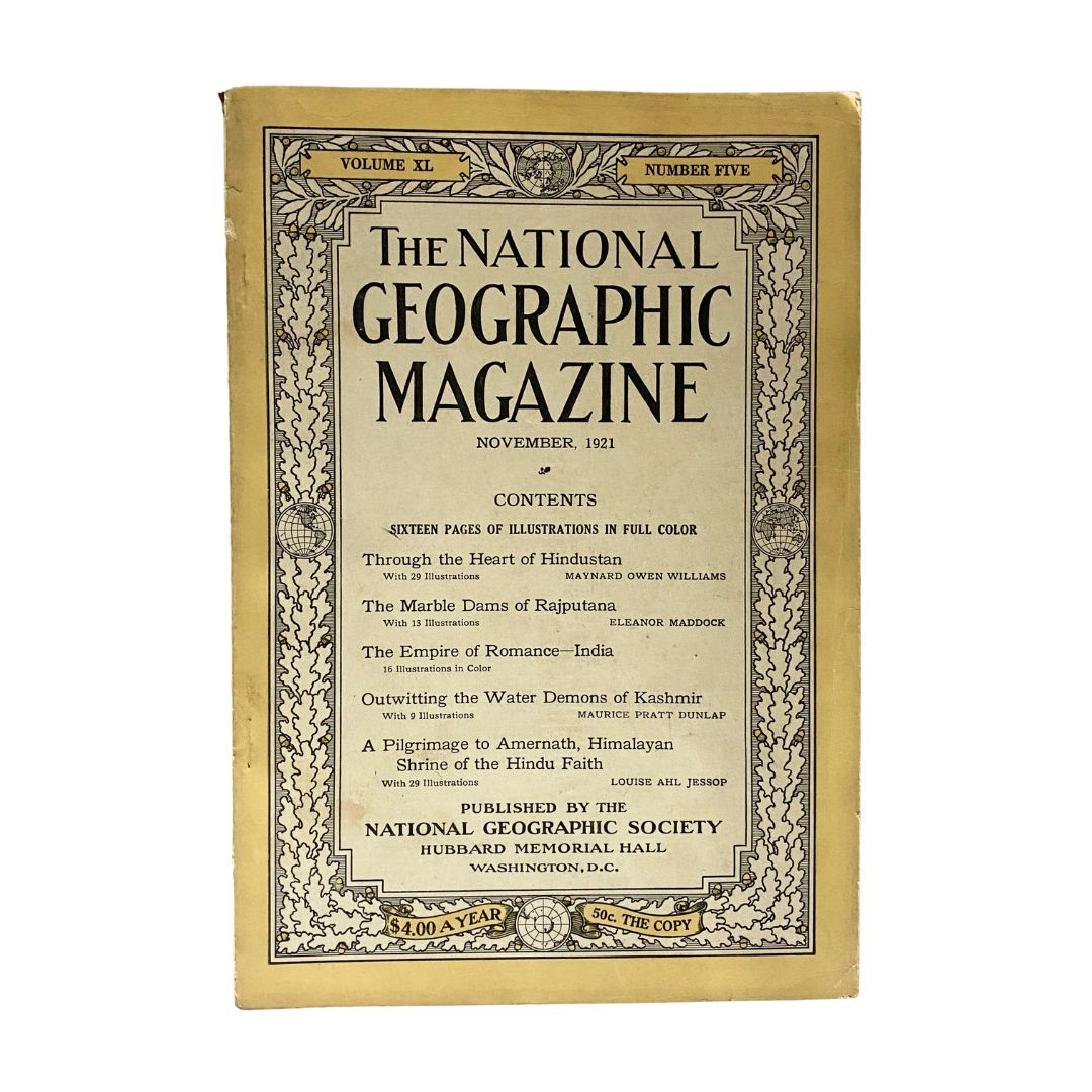 VTG National Geographic Magazine November 1921 Marble Dams of Rajputana No Label