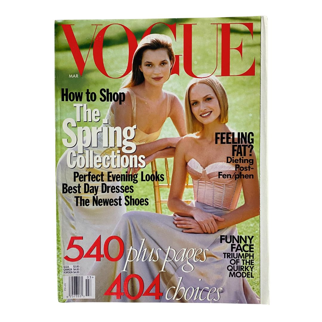 Vogue Magazine March 1998 Kate Moss & Amber Valletta by Steven Meisel No Label