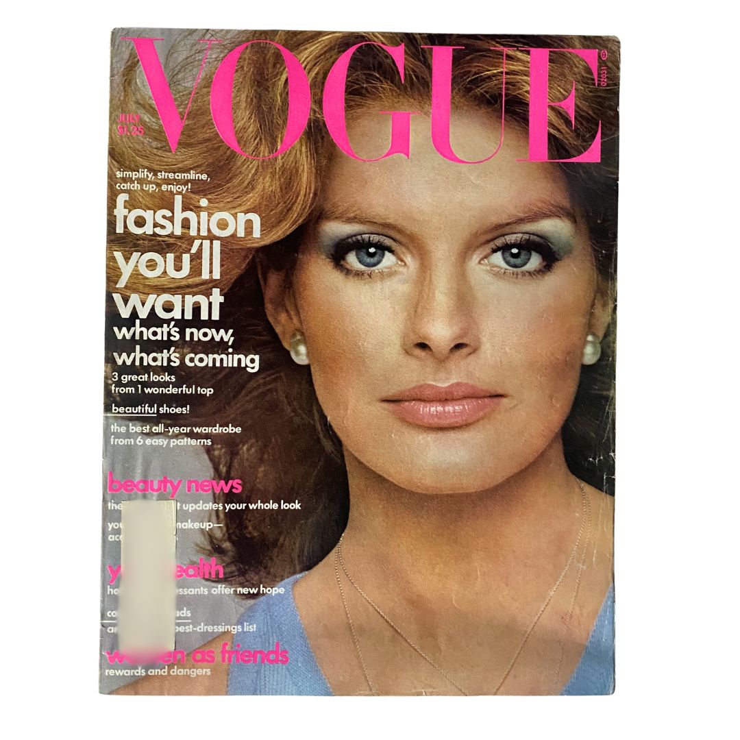 VTG Vogue Magazine July 1975 Rene Russo by Francesco Scavullo