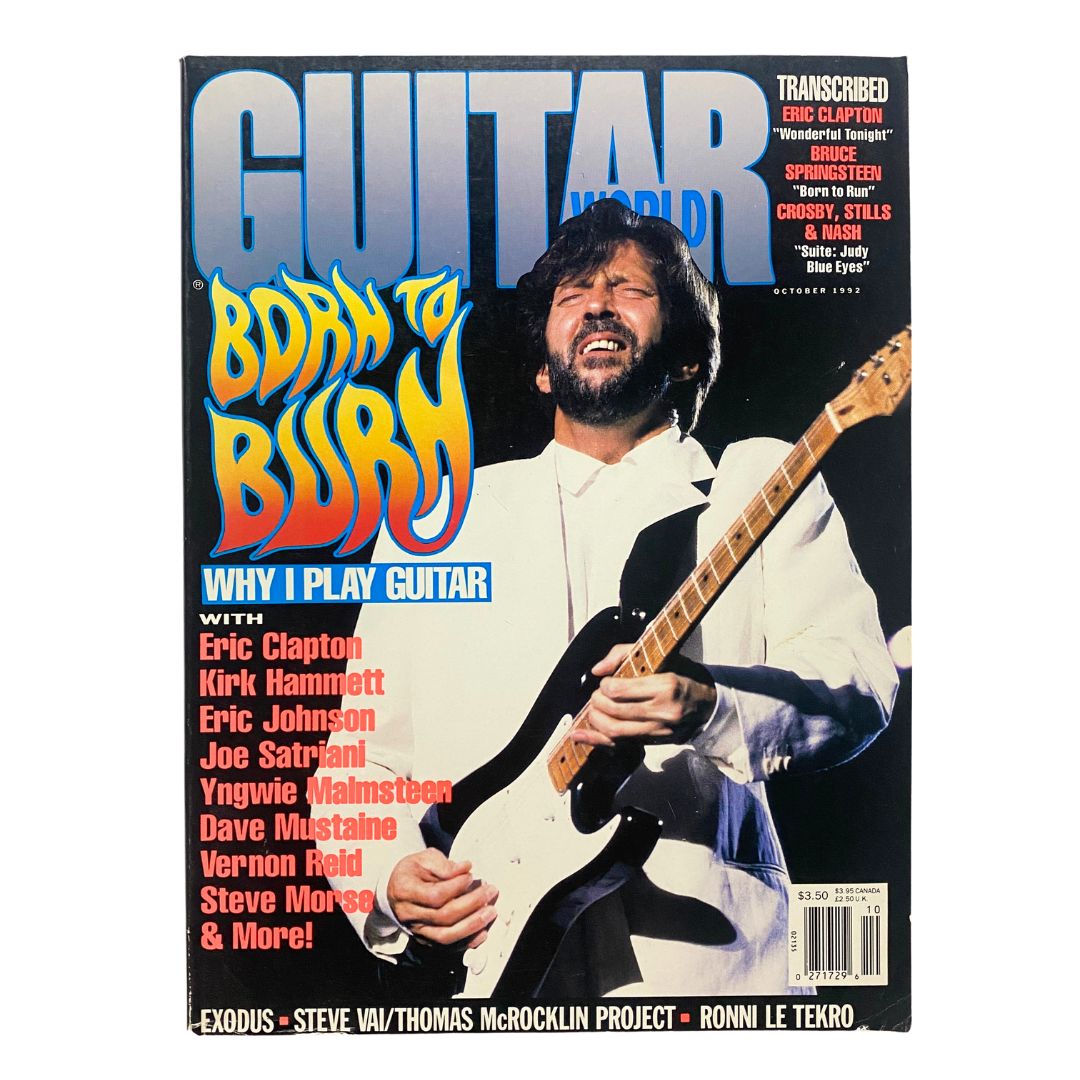 Guitar World Magazine October 1992 Eric Clapton Kirk, Hammett w Poster No Label