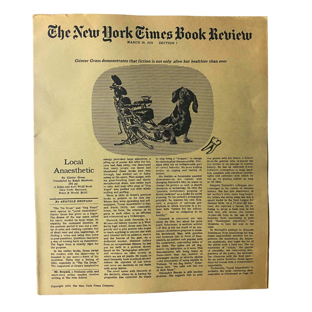 The New York Times Book Review March 29 1970 Local Anaesthetic No Label VG
