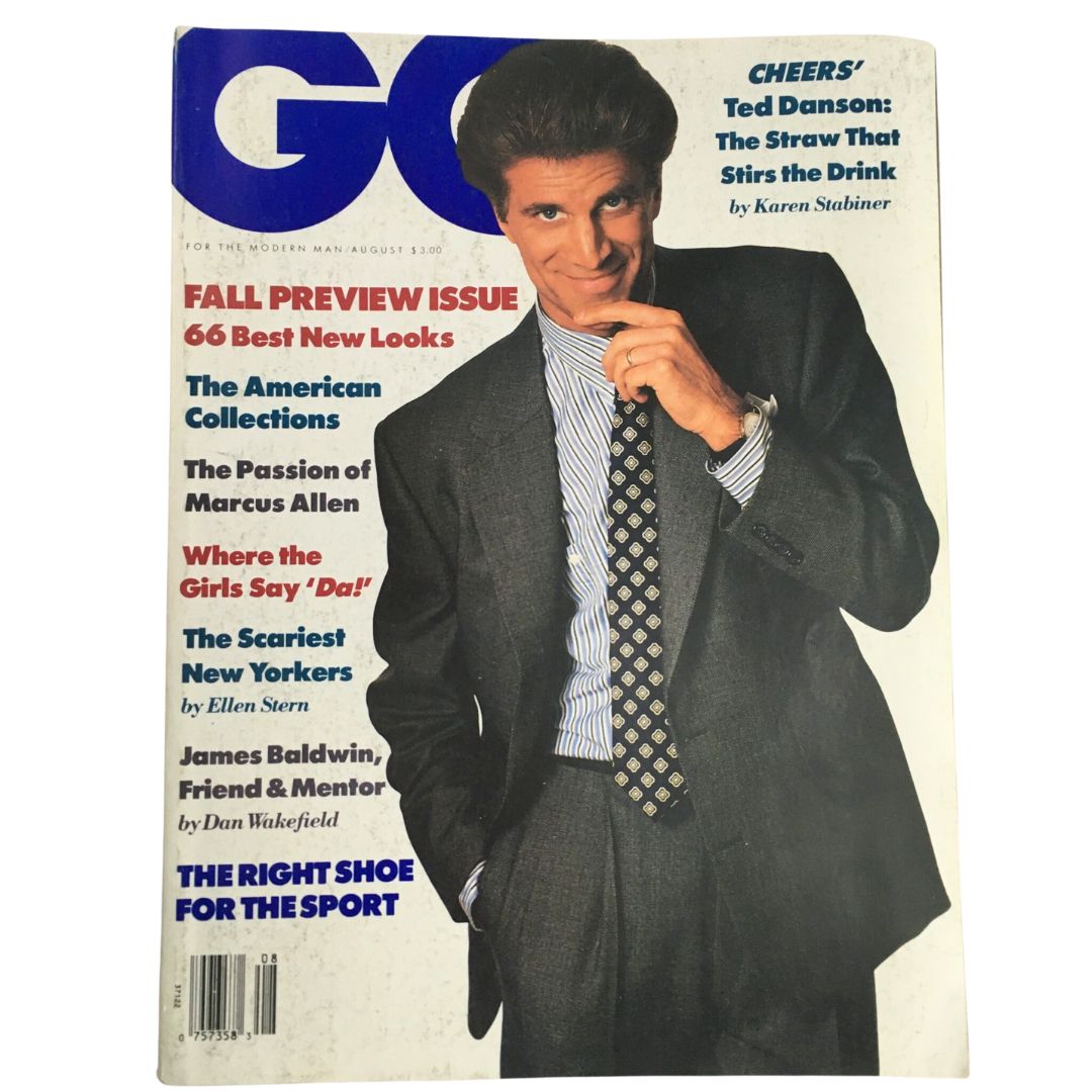 GQ Magazine August 1988 Ted Danson The Straw That Stirs The Drink, No Label VG