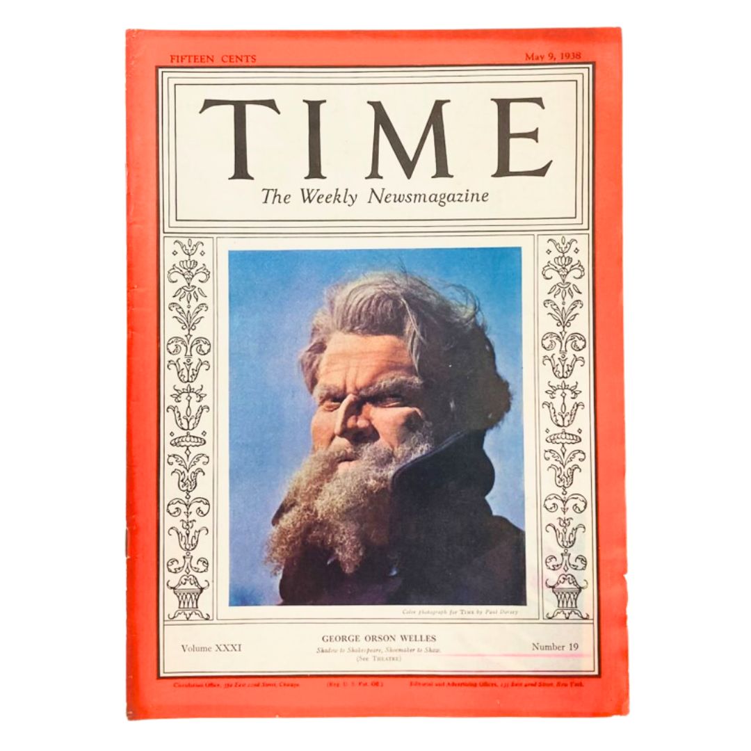 VTG Time Magazine May 9 1938 Vol 31 No. 19 George Orson Welles