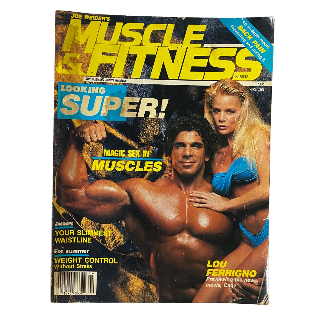 Muscle & Fitness Magazine April 1989 Lou Ferrigno, Jane Chapluk GD Interior