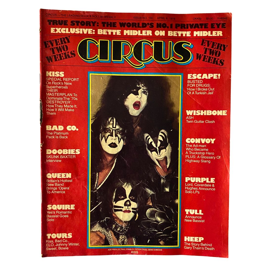 Circus Magazine April 8 1975 Ace Frehley, Paul Stanley, Gene Simmons No Label